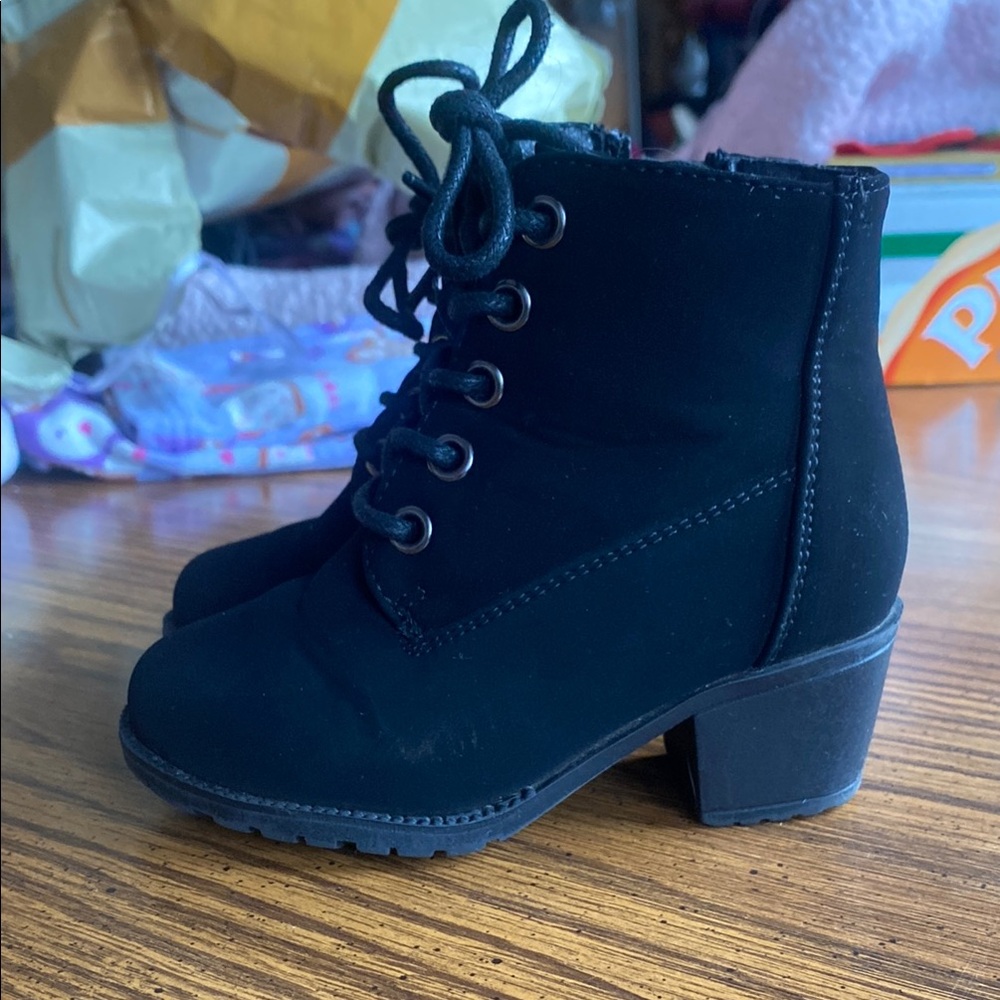 Black Lace-Up Ankle Boots